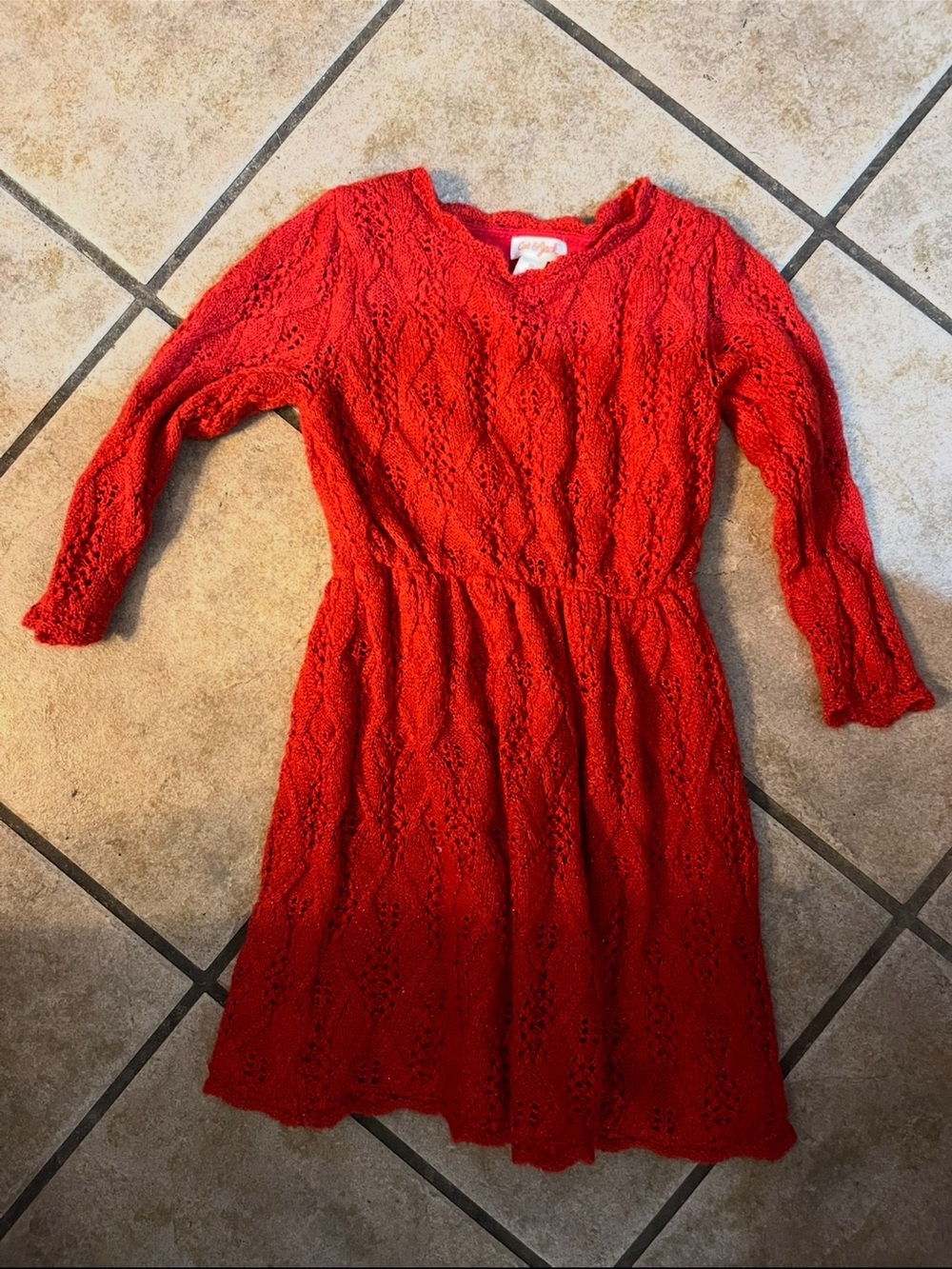 Cat & Jack Girls 5T Red Knit Sweater Dress Long Sleeve Christmas Holiday